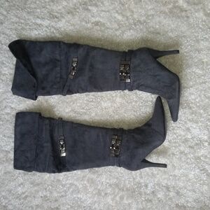 Grey High Heel Boots